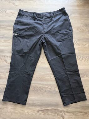Tesla Work Pants Black Flat Front Mens size 44 x 28 Uniform Cotton Polyester